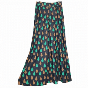 𝅺Vintage Raindrop Golden Finn Handprinted 1960's Maxi Skirt  Mid-century …